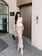 Luna Satin Fishtail Skirt