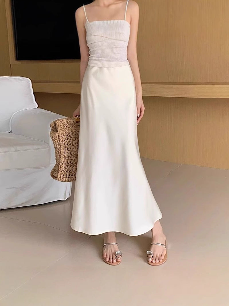 Luna Satin Fishtail Skirt