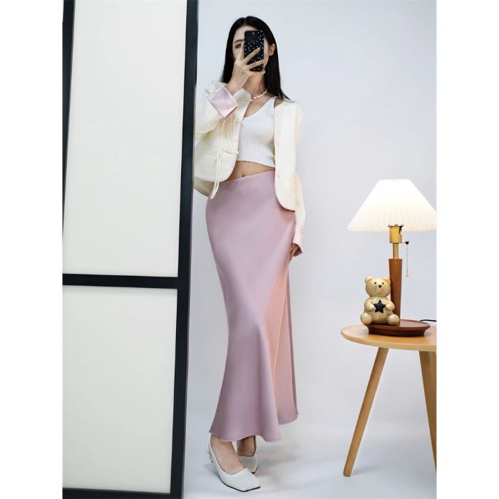 Luna Satin Fishtail Skirt