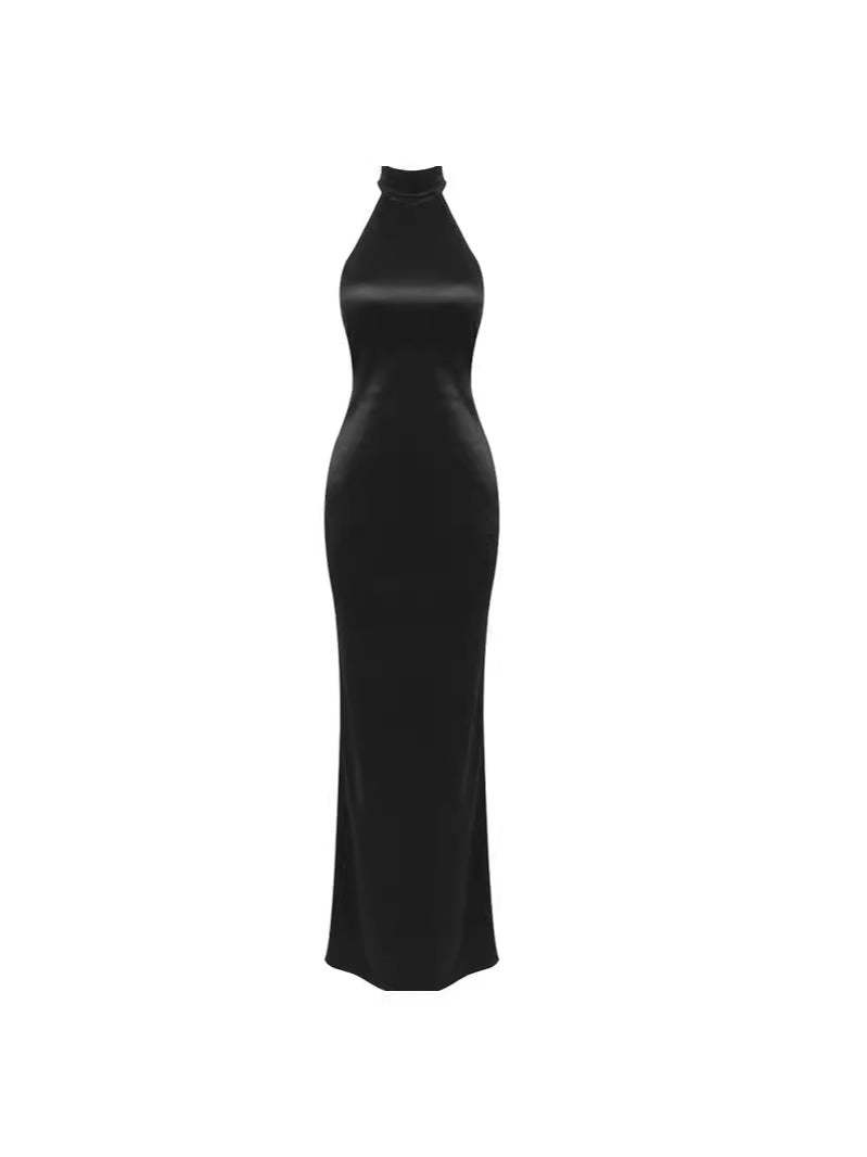 Long Backless Beaded Dress with Adjustable Straps