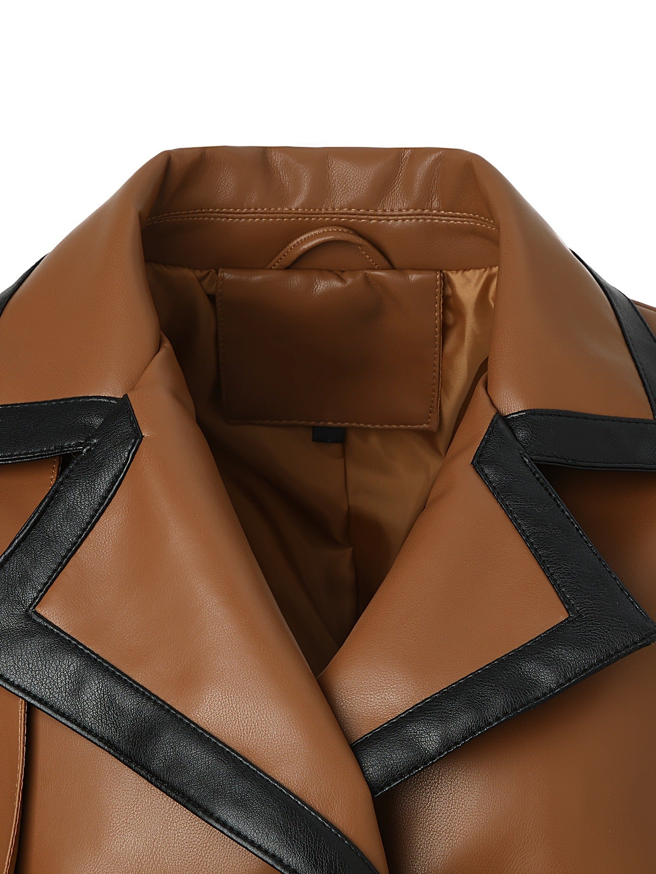 Womens PU Leather Jacket with Belt
