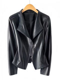 Womens PU Leather Zipper Jacket