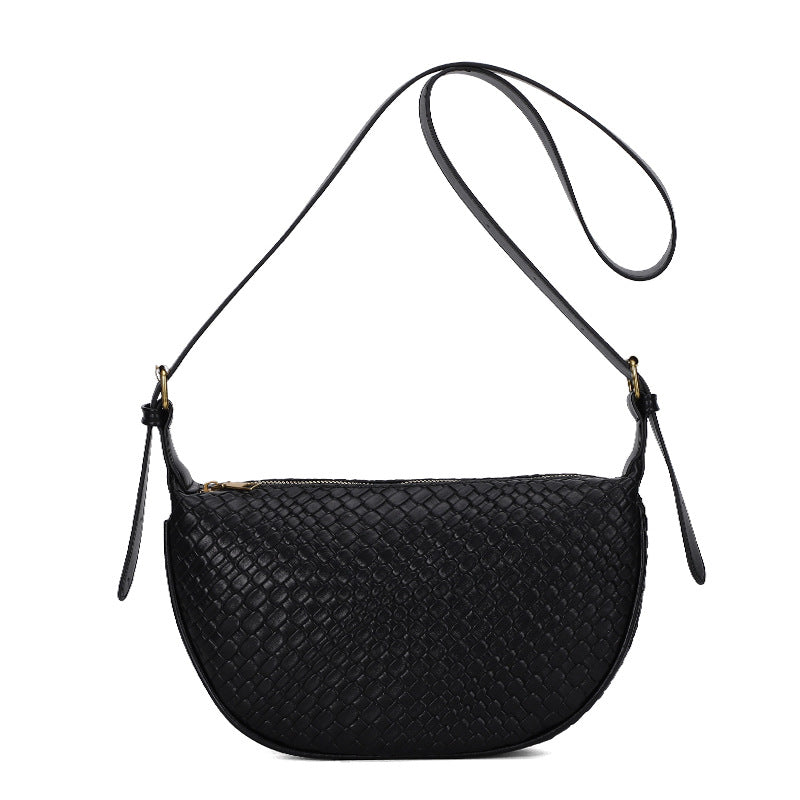 Textured Woven Quilted Shoulder Bag