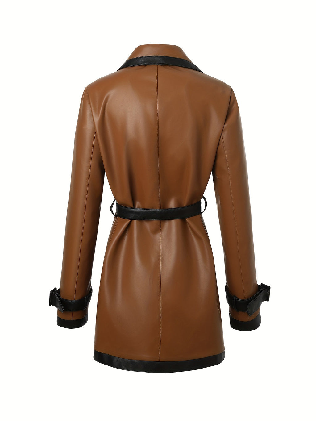 Womens PU Leather Jacket with Belt
