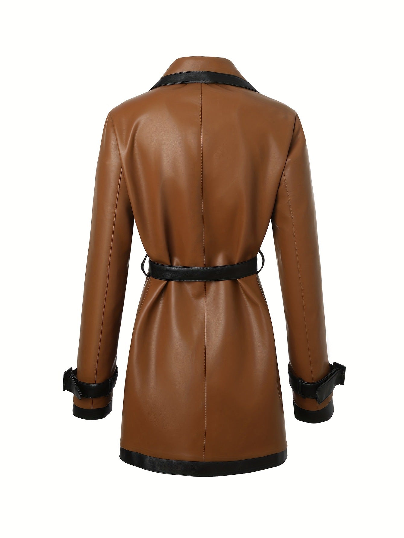Womens PU Leather Jacket with Belt