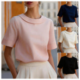 Audrey Elegant Rolled Collar Slim Fit Blouse