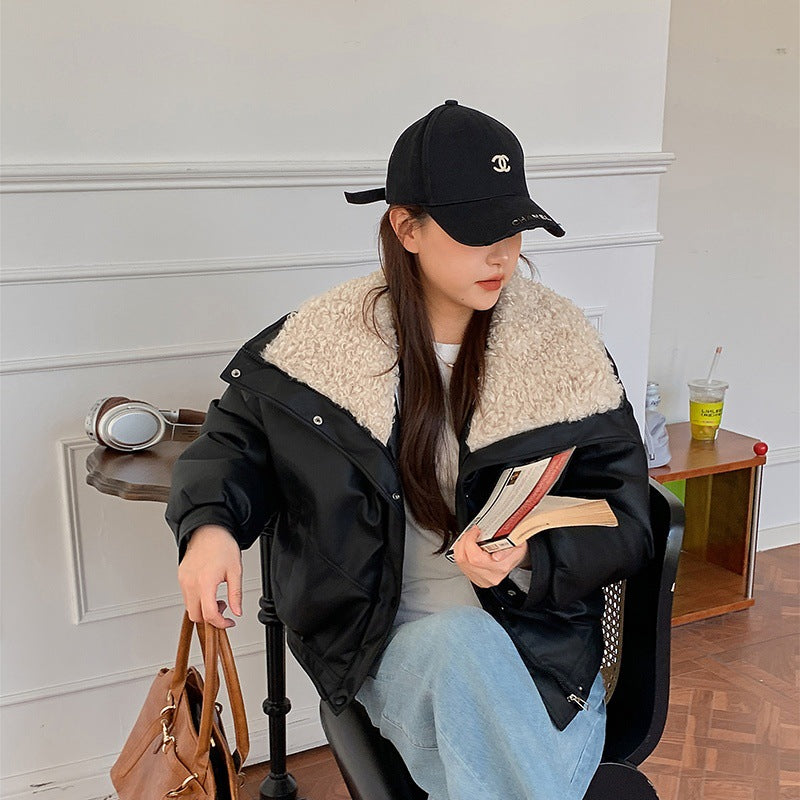Cropped faux-shearling padded jacket