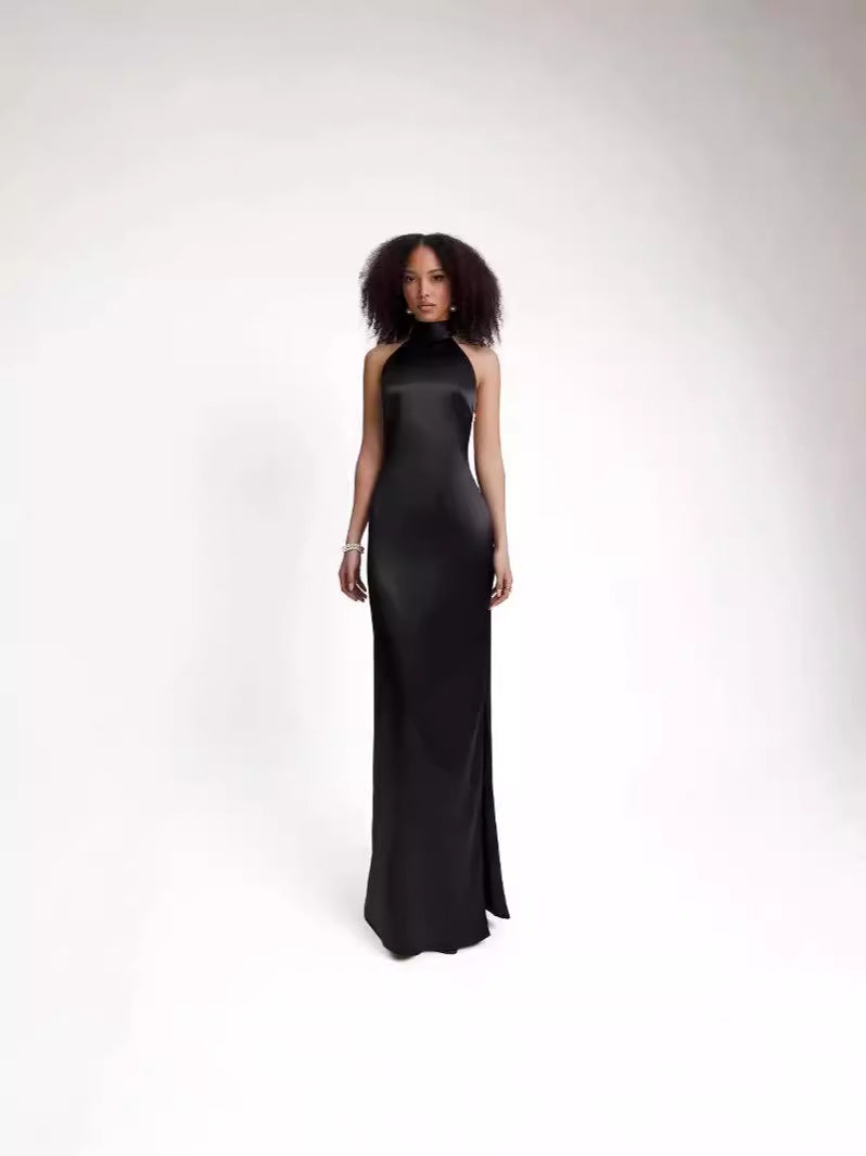 Long Backless Beaded Dress with Adjustable Straps