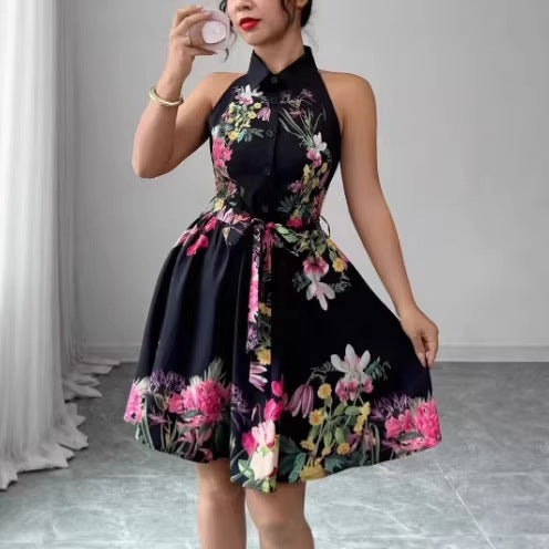 Floral Print Waist Tie Dress