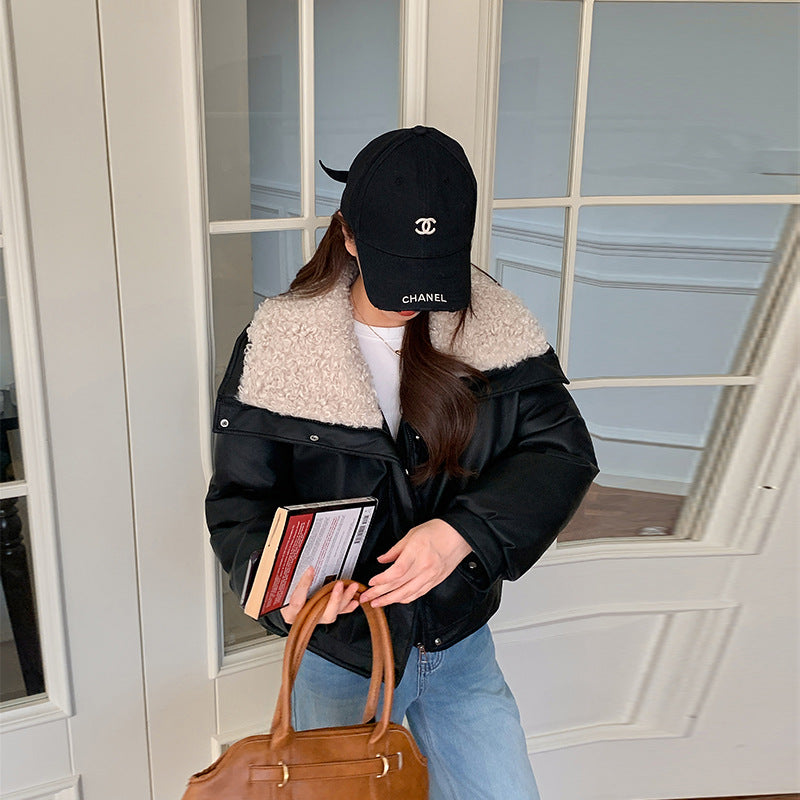 Cropped faux-shearling padded jacket