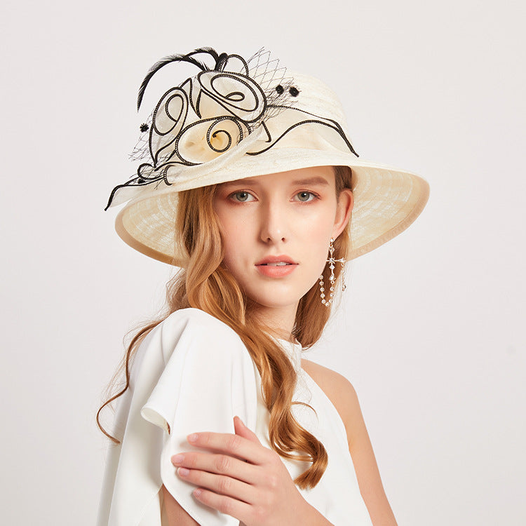 Elegant Lace Sun Hat with Floral Design