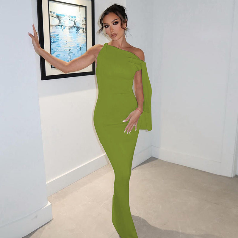 Elegant Sleeveless A-Line Dress with Shoulder Ribbon
