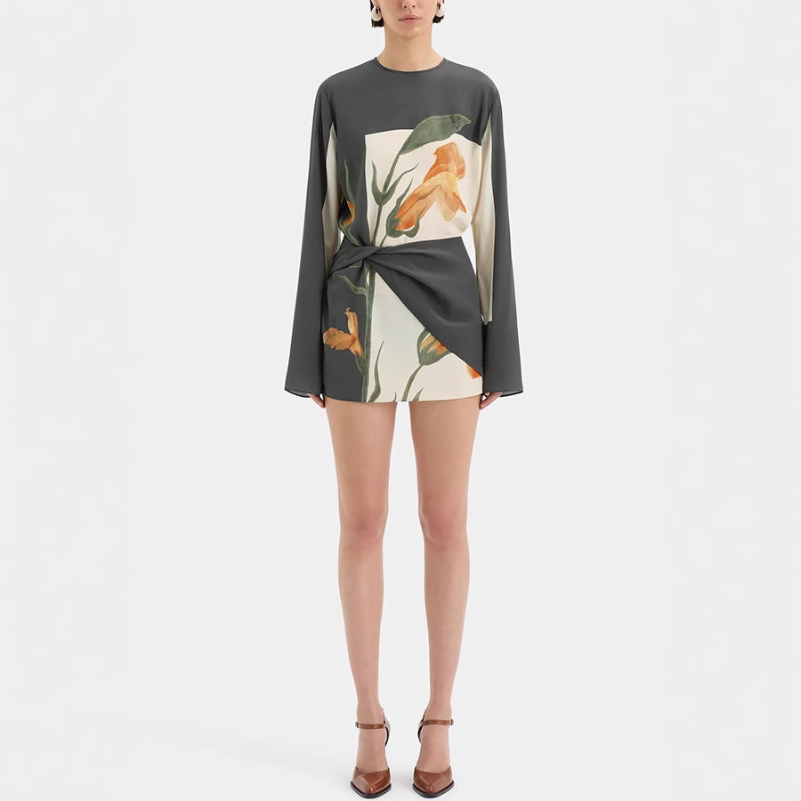 Womens Printed A-Line Short Dress