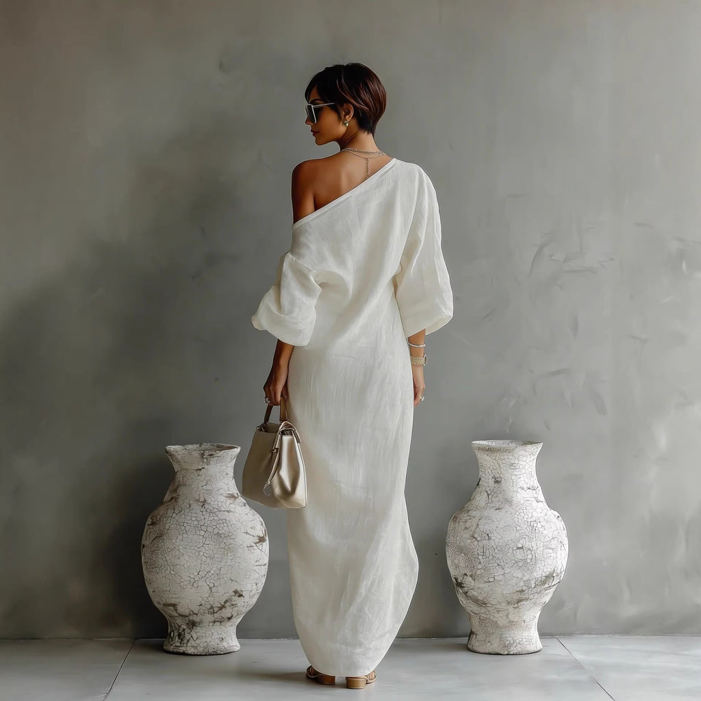 Long-sleeved off-shoulder dress