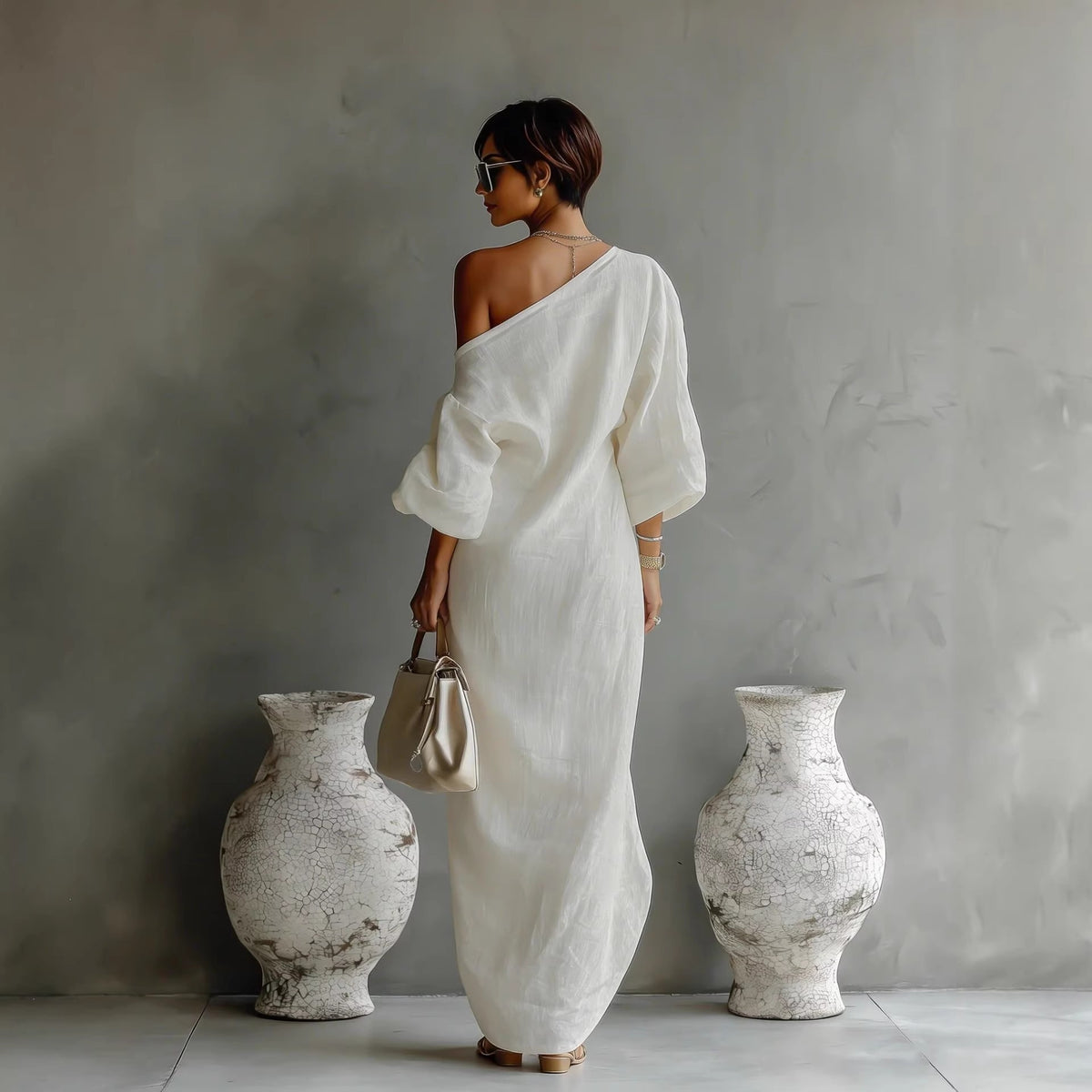 Long-sleeved off-shoulder dress