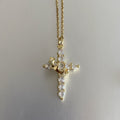 Rotatable Crown Full Diamond Cross Necklace Women's Light Luxury Niche Versatile Titanium Steel Clavicle Chain Cross-Border Popular Jewelry
