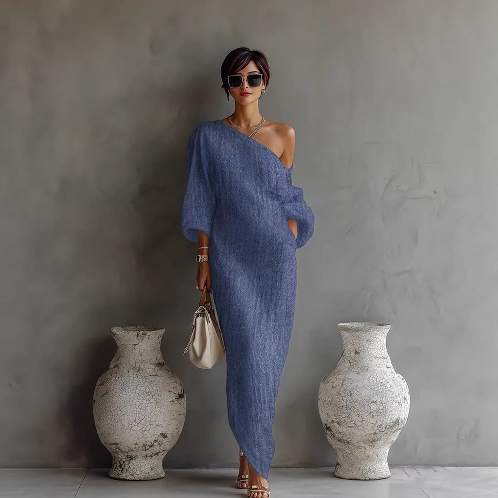Long-sleeved off-shoulder dress
