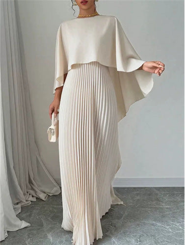 Elegant Batwing Sleeve Pleated Dress