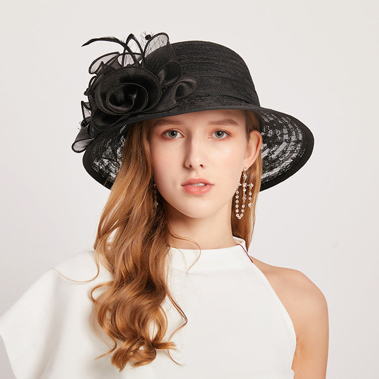 Elegant Lace Sun Hat with Floral Design