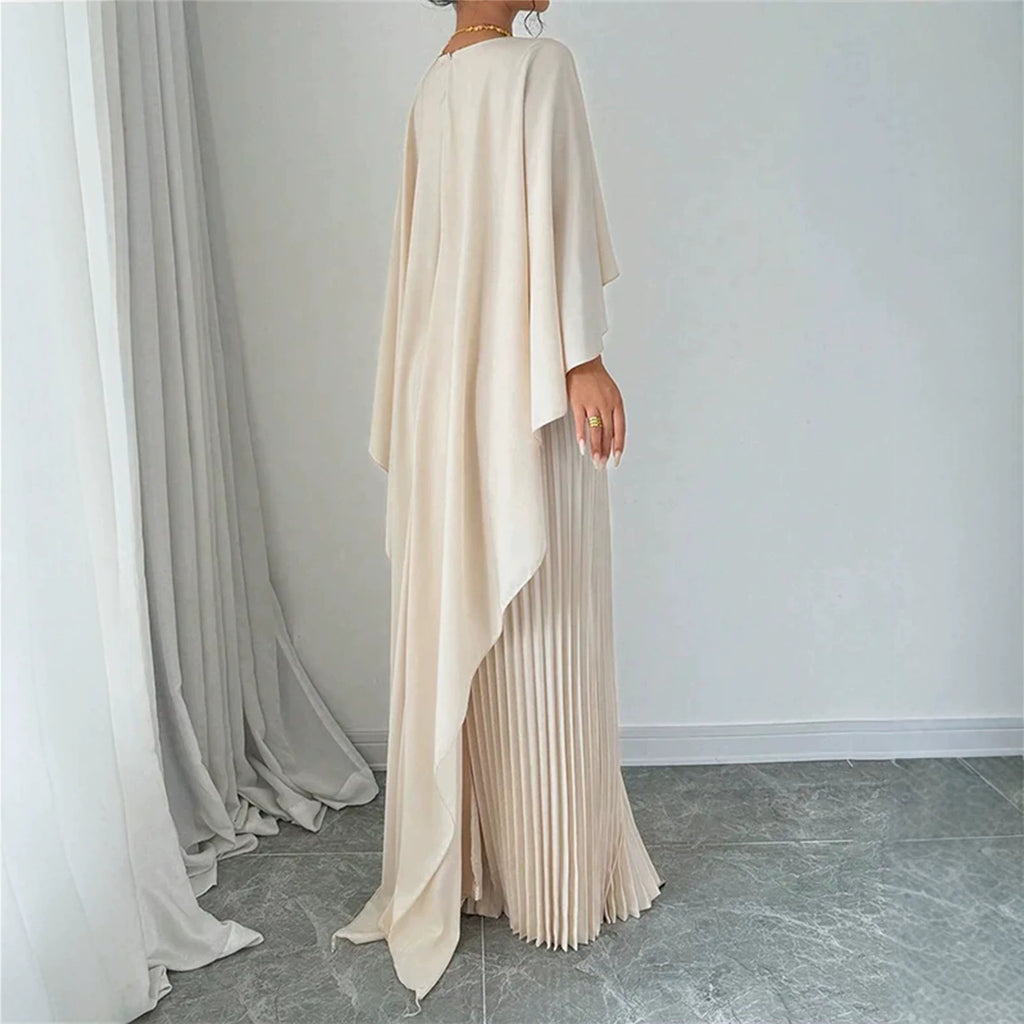 Elegant Batwing Sleeve Pleated Dress