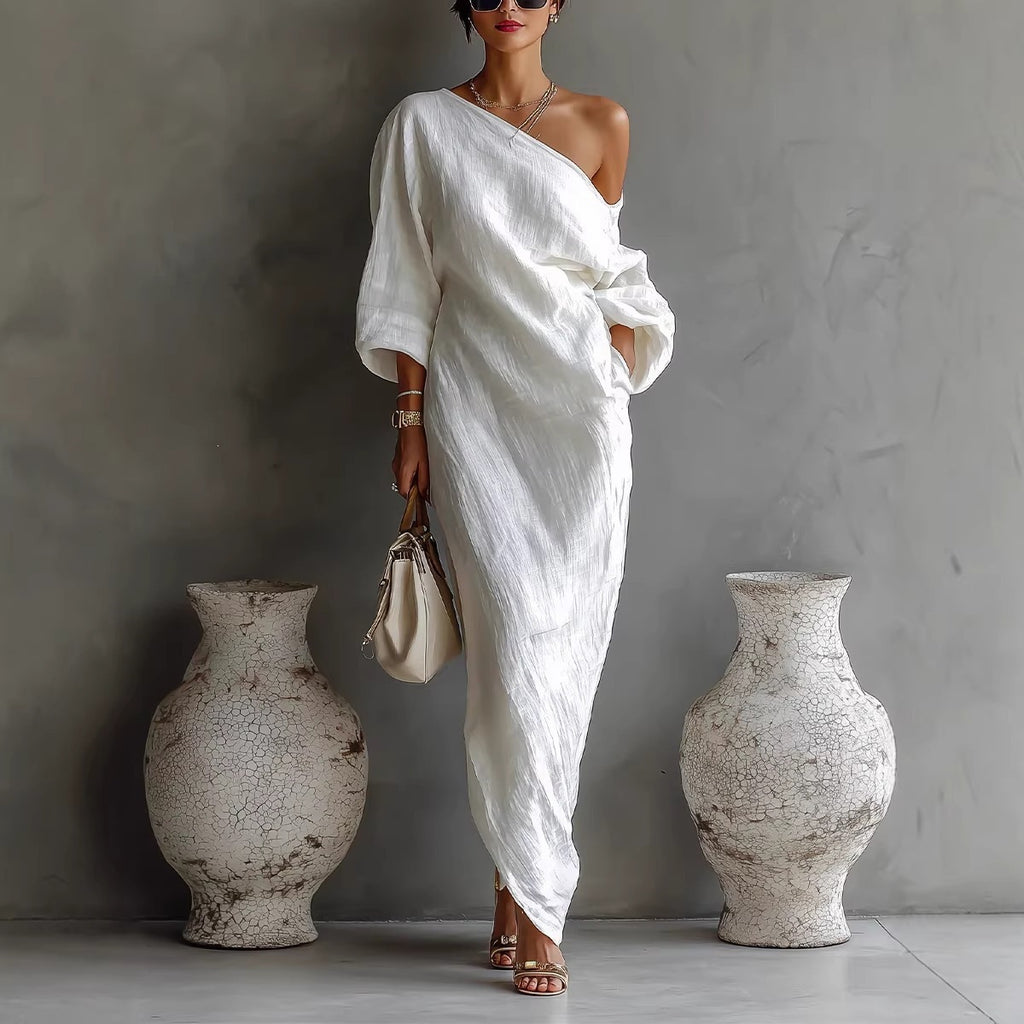 Long-sleeved off-shoulder dress