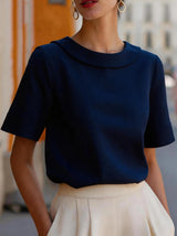 Audrey Elegant Rolled Collar Slim Fit Blouse