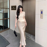 Luna Satin Fishtail Skirt