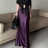 Luna Satin Fishtail Skirt