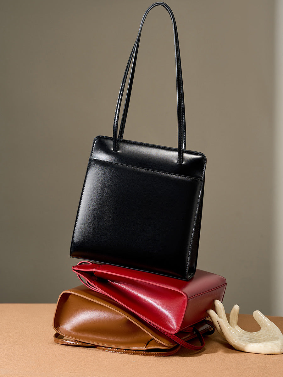 Genuine Leather Bucket Bag Retro Tote for Women