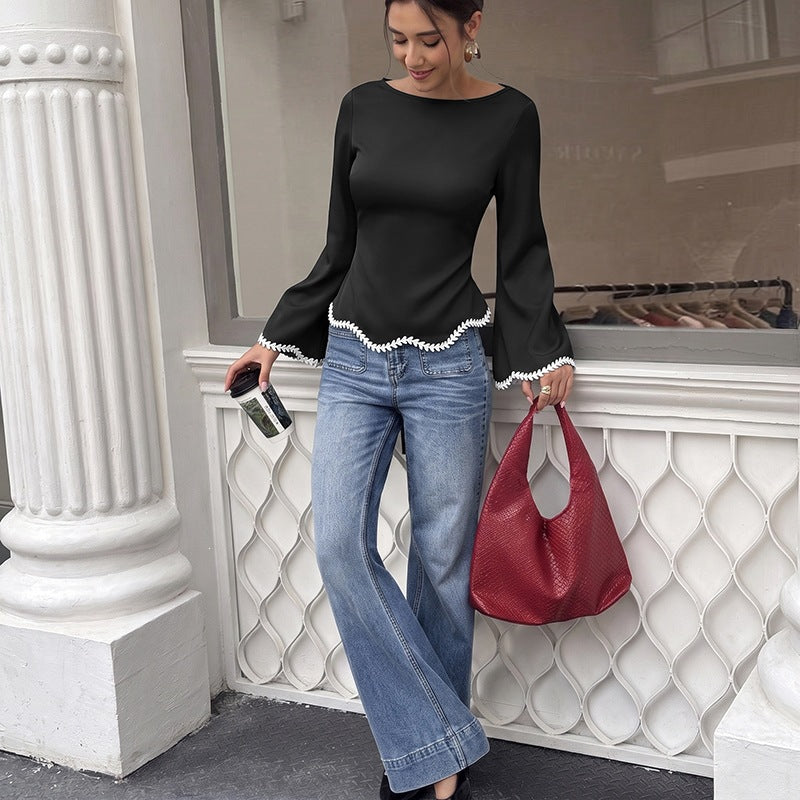 Womens A-line Long Sleeve Blouse