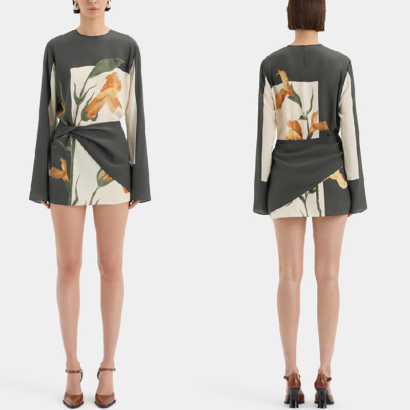 Womens Printed A-Line Short Dress