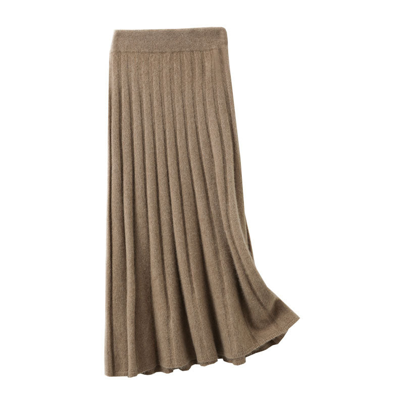 Pure Wool Pleated Midi Skirt