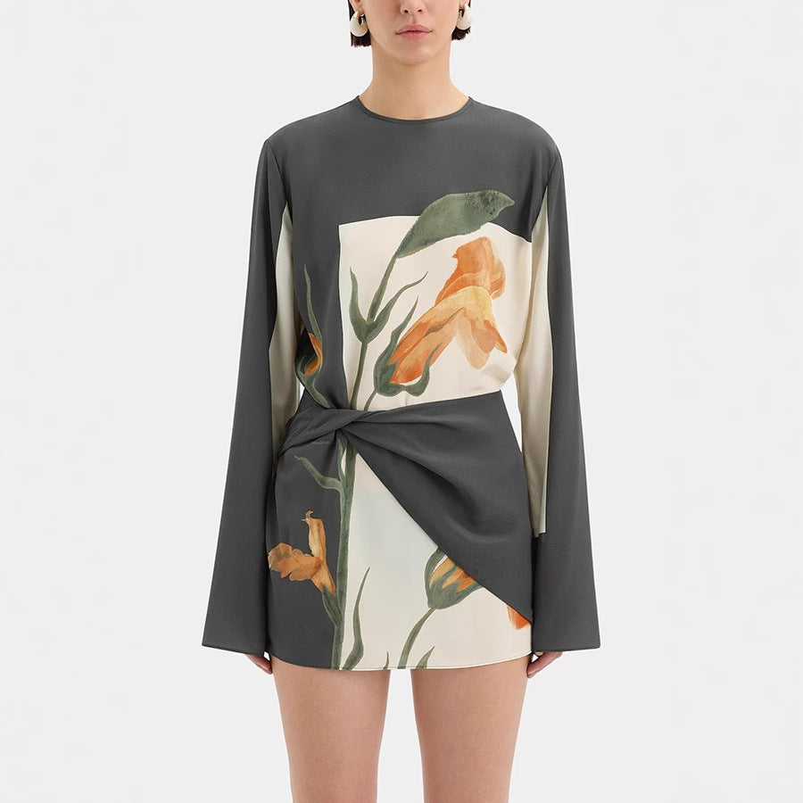 Womens Printed A-Line Short Dress