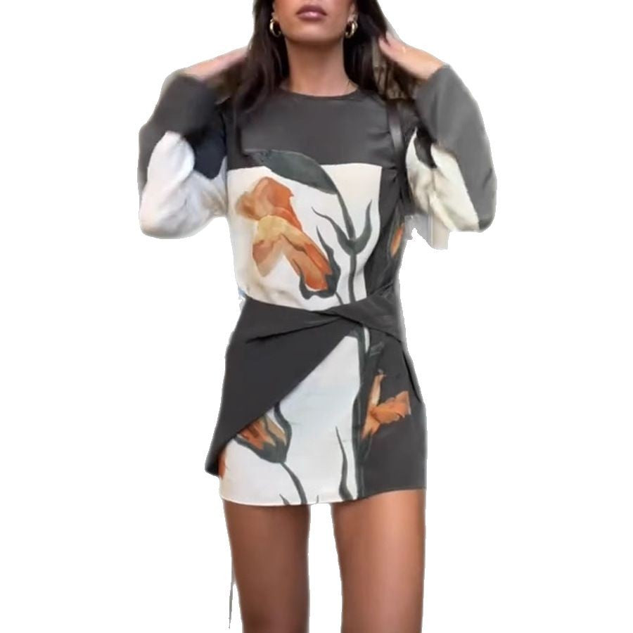 Womens Printed A-Line Short Dress