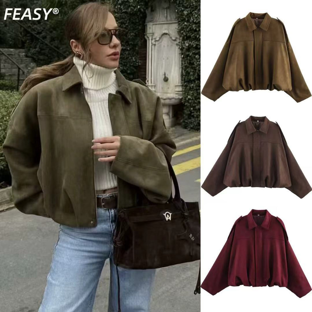Sienna Relaxed Suede-Style Jacket