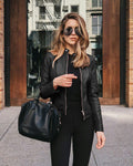 Women's Fashion PU Leather Blazer Jacket