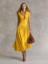 Serena Tailored Button-Front Midi Dress
