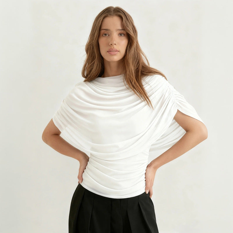 Scarf Collar Sleeveless Slim Fit Top