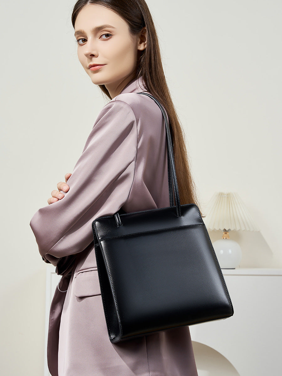 Genuine Leather Bucket Bag Retro Tote for Women