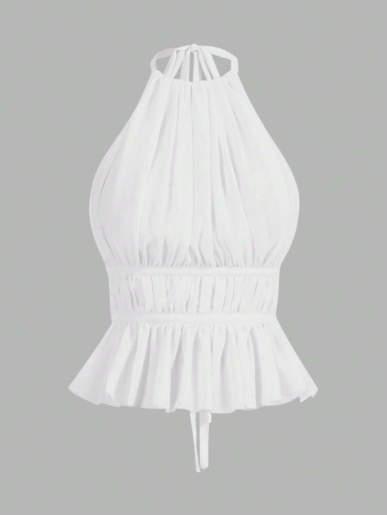 Womens Chiffon LaceUp Backless Top