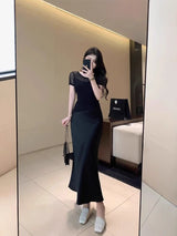 Luna Satin Fishtail Skirt