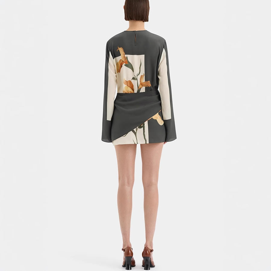 Womens Printed A-Line Short Dress