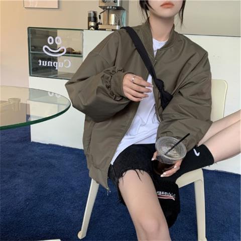 Retro V-neck casual loose jacket
