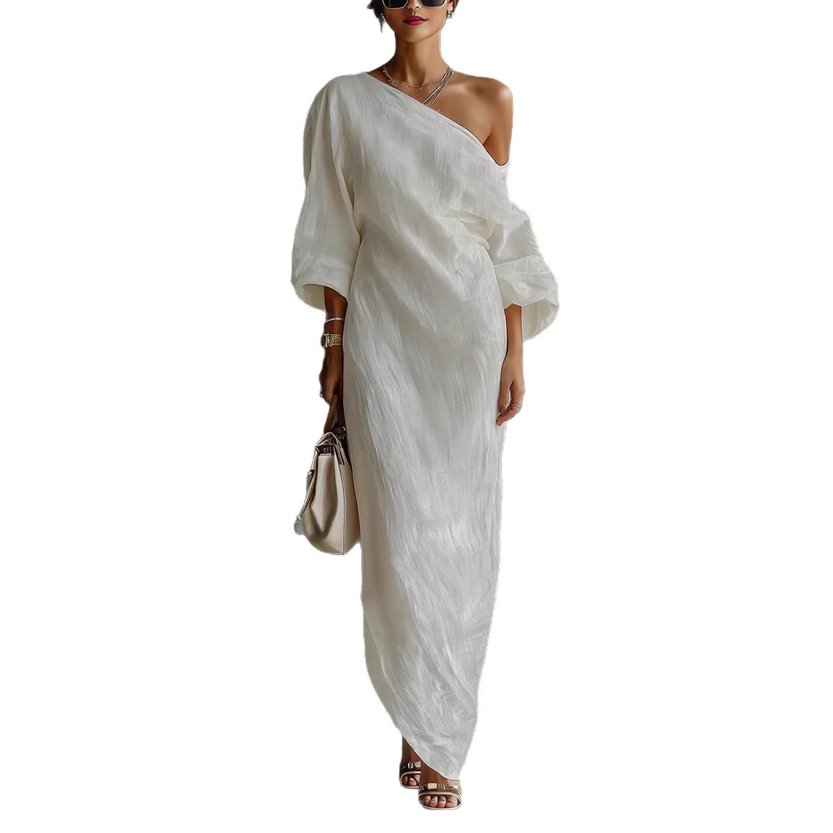 Long-sleeved off-shoulder dress