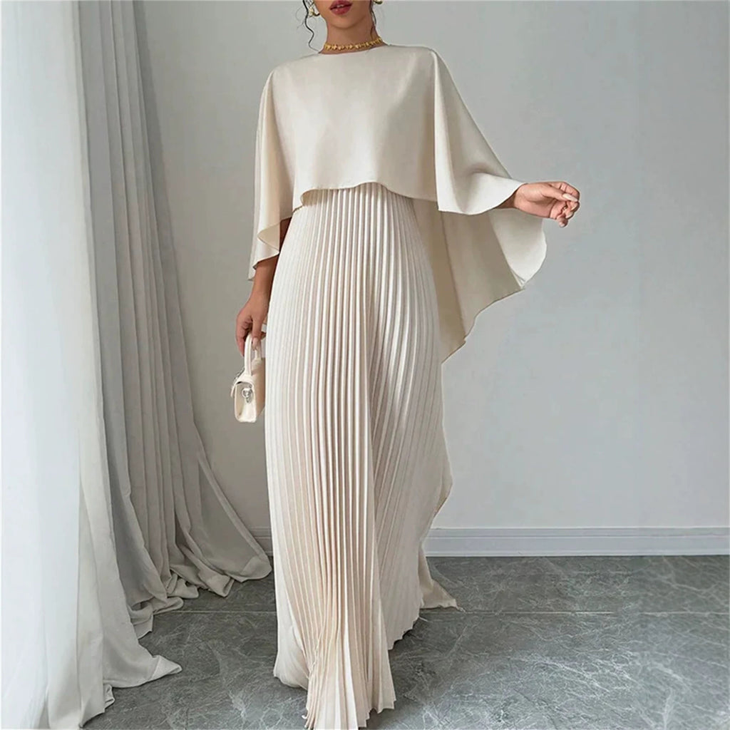 Elegant Batwing Sleeve Pleated Dress