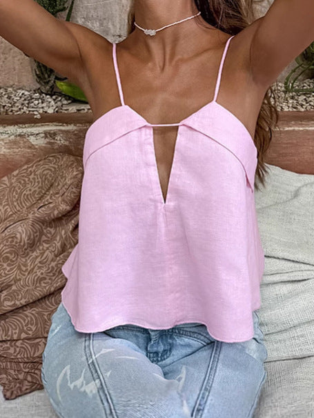 Women's Linen Blend Sleeveless Camisole Top
