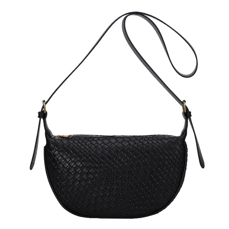 Textured Woven Quilted Shoulder Bag