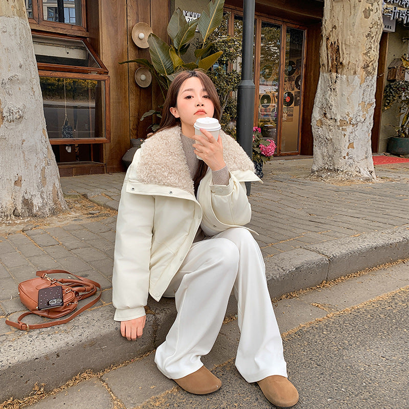 Cropped faux-shearling padded jacket
